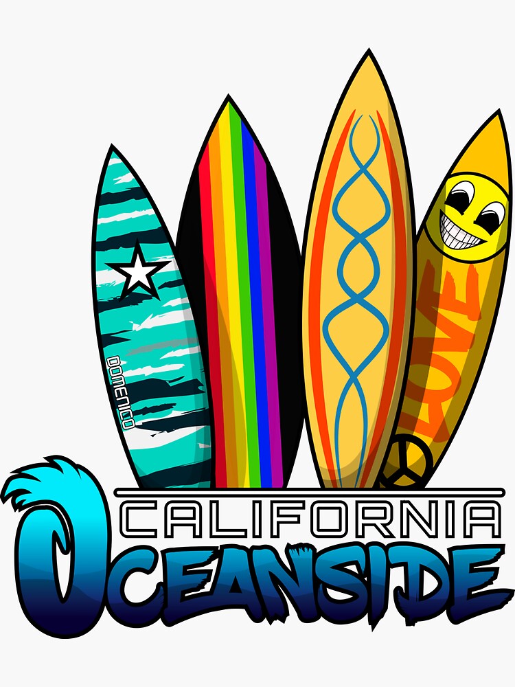 "Oceanside Surfboards Design Grey" Sticker by PUNIdesign Redbubble