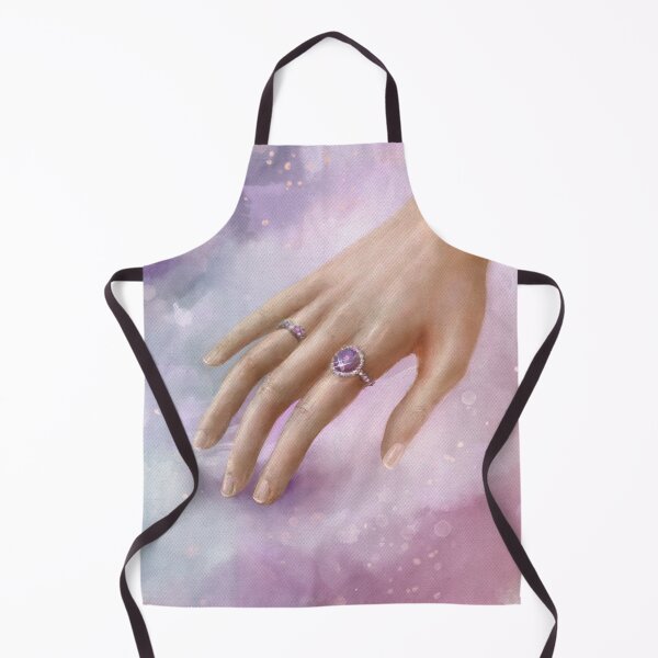 Item preview, Female Hand With Purple Rings Touching a Soft Purple Fabric designed and sold by ibadishi.