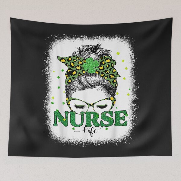 Item preview, Bleached Nurse Life Messy Bun Leopard Día de San Patricio designed and sold by marcipattysk1i.