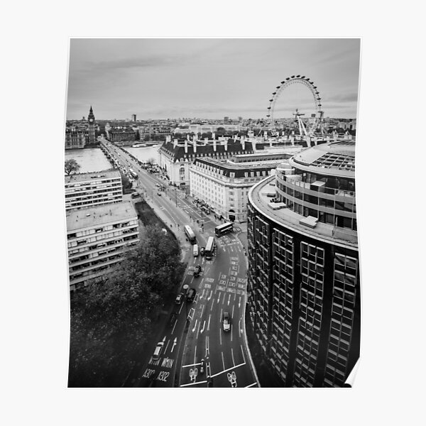 Black and White London City Poster