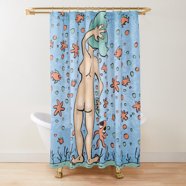 Happy Shower with Octopussy Shower Curtain
