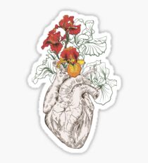 drawing Human heart with flowers Sticker