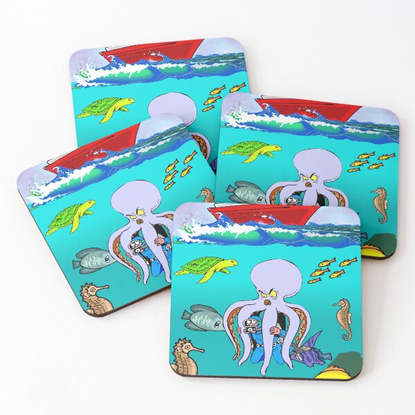 Item preview, divers hiding octopus sea kids poster designed and sold by BestDesign87.