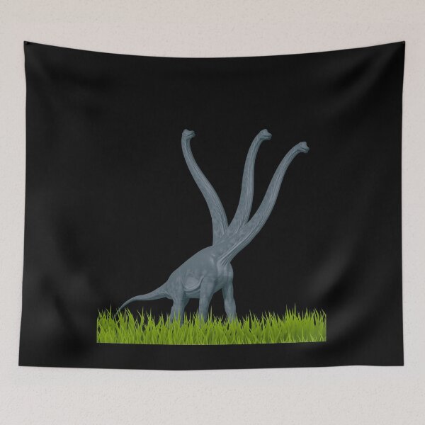 Item preview, Three-necked dinosaur (grass edition, in black) designed and sold by CosmicStory.
