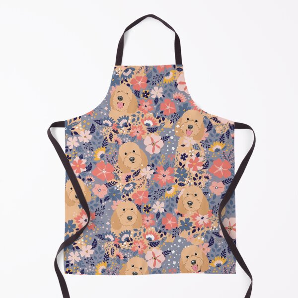 Item preview, Apricot Goldendoodle Garden - Gray Background designed and sold by Lulupainting.
