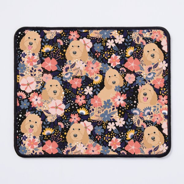 Item preview, Apricot Goldendoodle Garden - Black Background designed and sold by Lulupainting.