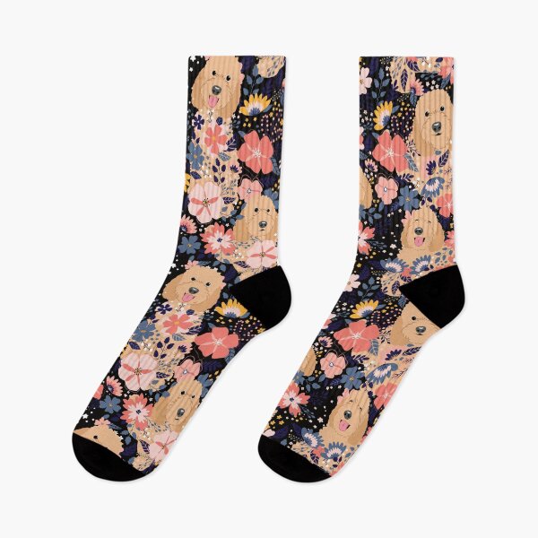 Item preview, Apricot Goldendoodle Garden - Black Background designed and sold by Lulupainting.