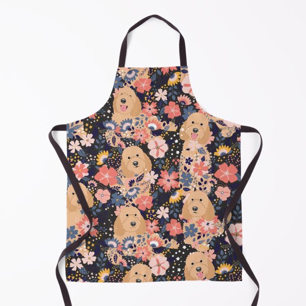 Item preview, Apricot Goldendoodle Garden - Black Background designed and sold by Lulupainting.