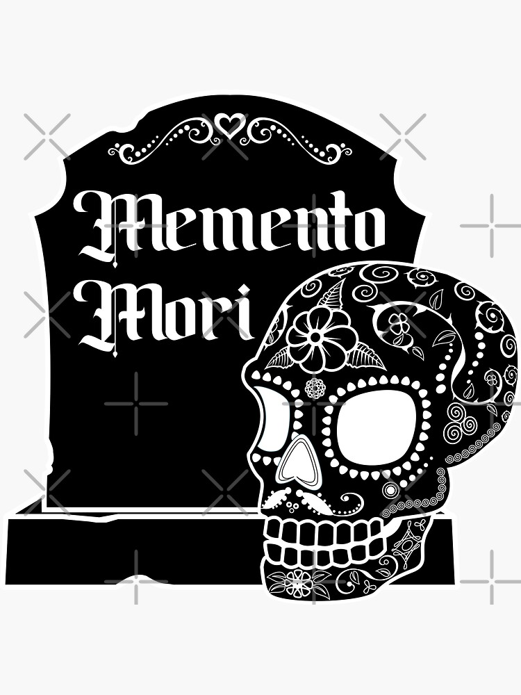 M mento Mori Cr ne de sucre et pierre tombale en noir et blanc Sticker