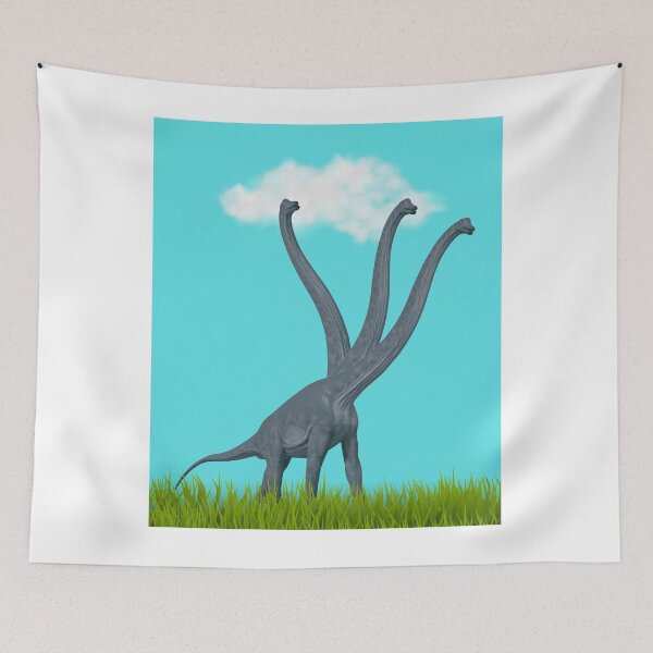 Item preview, Three-necked dinosaur (blue sky & grass edition) designed and sold by CosmicStory.