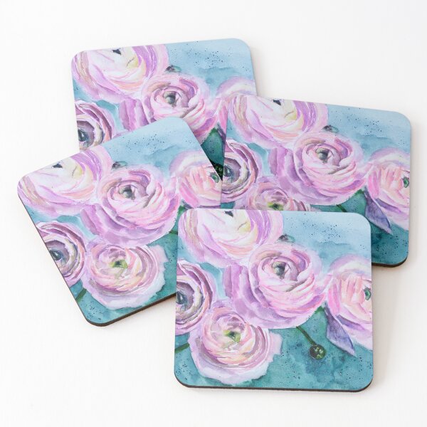 Item preview, Pink Ranunculus Flowers Watercolor Print designed and sold by NatalyMak.