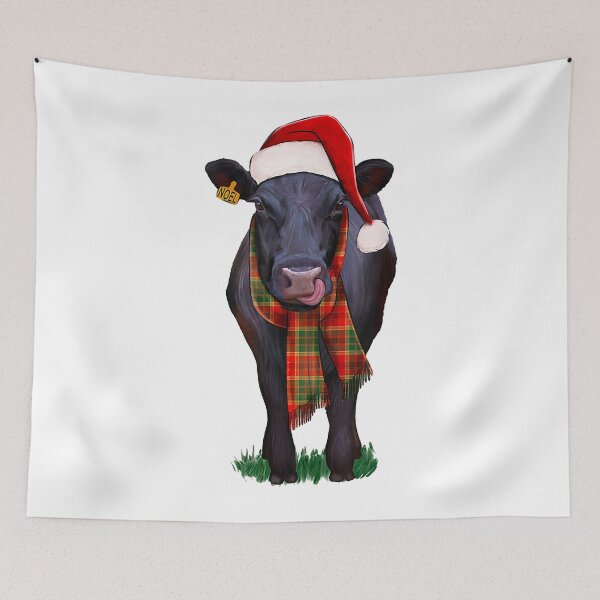 Item preview, Black Angus Cow Santa Hat Christmas designed and sold by douglasgary019.