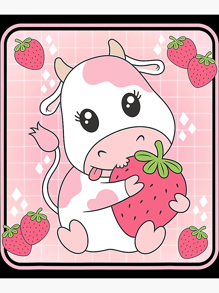 Cute cow, green cow, kawaii cow  Photographic Print for Sale by CastiloART