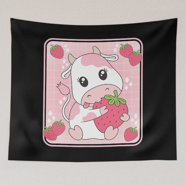 Item preview, Strawberry Milk Pink Cow Print Kawaii Aesthetic Animal designed and sold by douglasgary019.