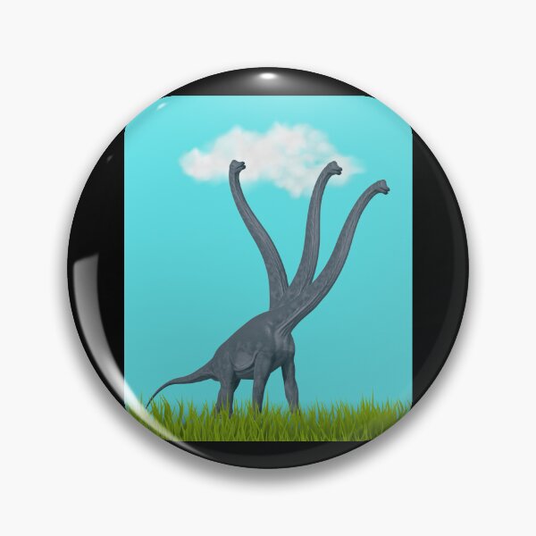 Item preview, Three-necked dinosaur (blue sky & grass edition, black background) designed and sold by CosmicStory.