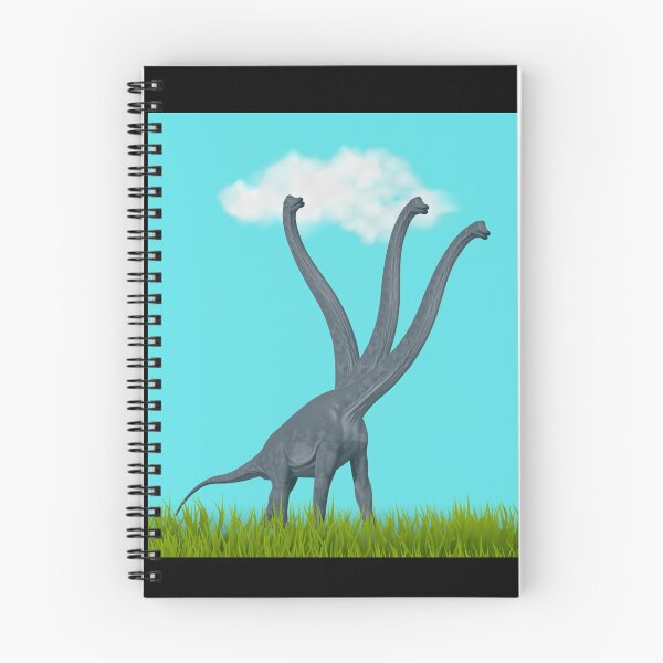 Item preview, Three-necked dinosaur (blue sky & grass edition, black background) designed and sold by CosmicStory.
