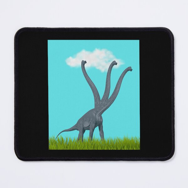 Item preview, Three-necked dinosaur (blue sky & grass edition, black background) designed and sold by CosmicStory.