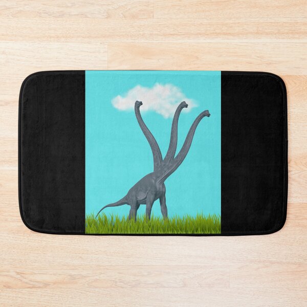 Item preview, Three-necked dinosaur (blue sky & grass edition, black background) designed and sold by CosmicStory.