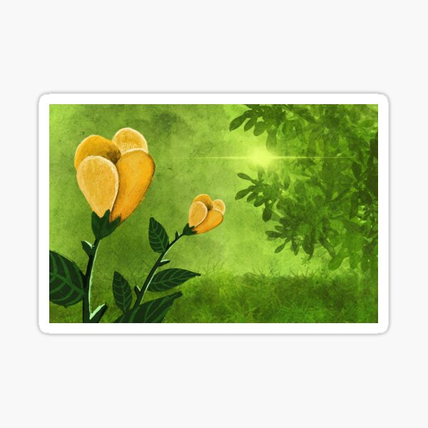 Yellow Flower and Green Grass Sticker