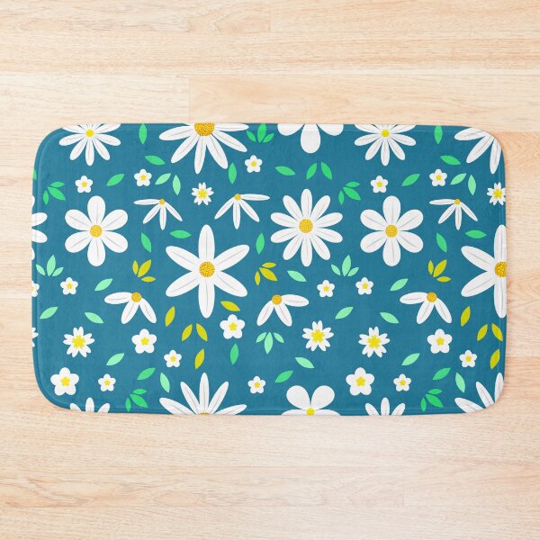 Item preview, Abstract Beautiful daisy flowers field pattern on navy blue  designed and sold by Yasminepatterns .