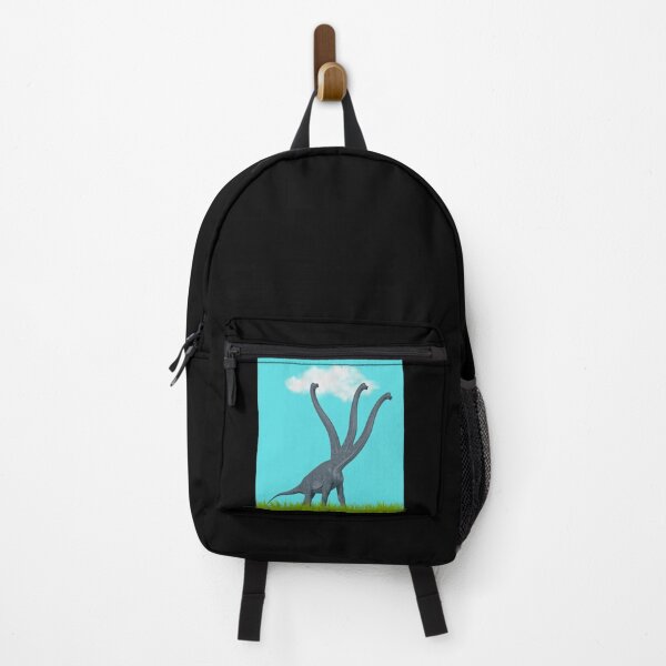 Item preview, Three-necked dinosaur (blue sky & grass edition, black background) designed and sold by CosmicStory.