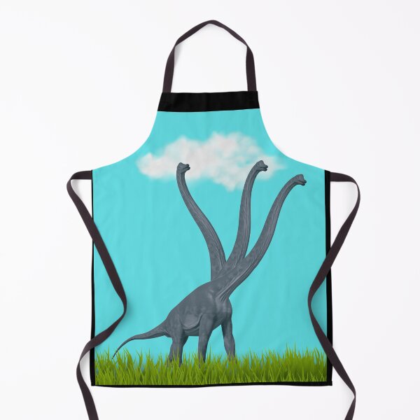 Item preview, Three-necked dinosaur (blue sky & grass edition, black background) designed and sold by CosmicStory.