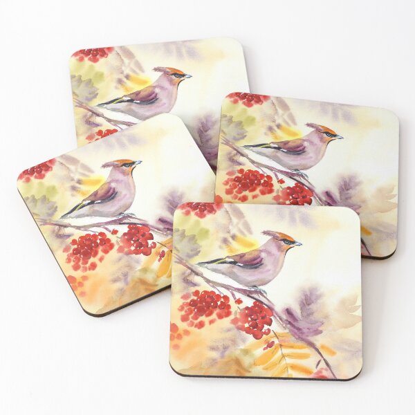 Item preview, Cedar Waxwing Bird Watercolor Print designed and sold by NatalyMak.