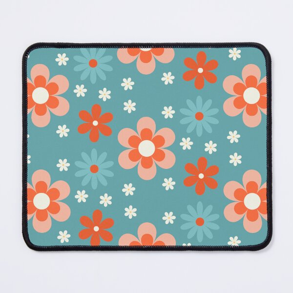 Item preview, Mod style Flower power groovy retro 60s inspired print teal blue designed and sold by DemonicGloom.