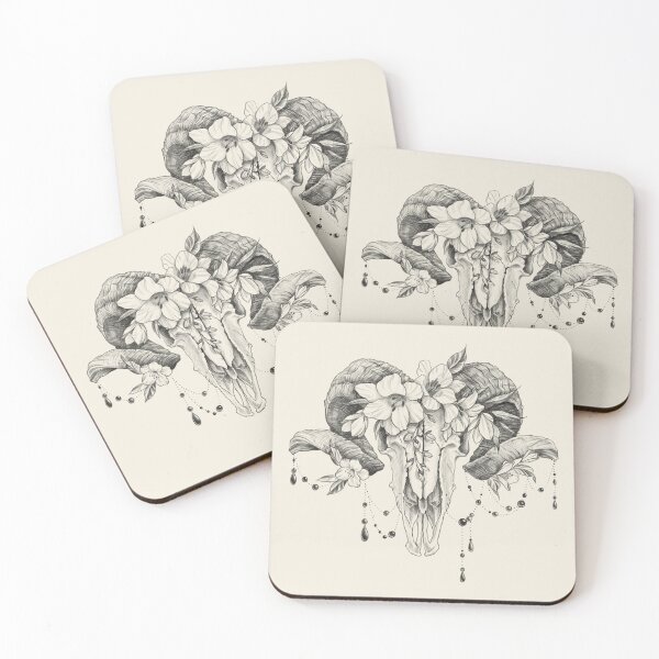 Item preview, Ram skull decorated with flowers of freesia designed and sold by Yulia Fushtey.
