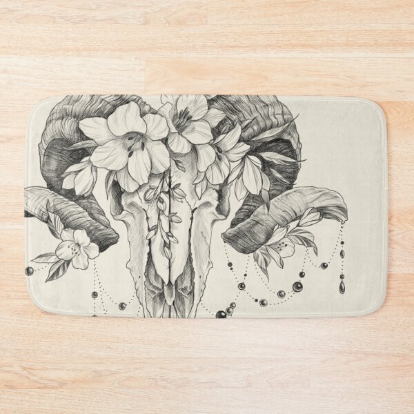 Item preview, Ram skull decorated with flowers of freesia designed and sold by Yulia Fushtey.