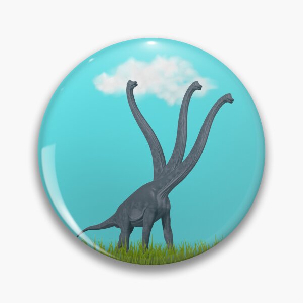 Item preview, Three-necked dinosaur (blue sky & grass edition, blue background) designed and sold by CosmicStory.