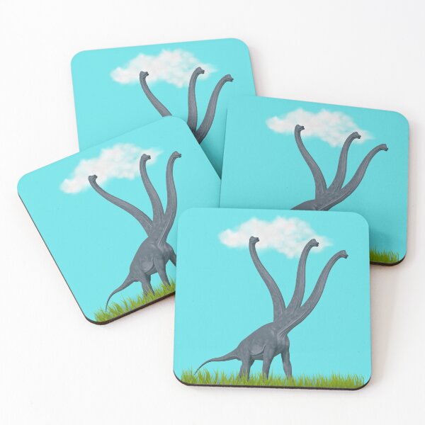 Item preview, Three-necked dinosaur (blue sky & grass edition, blue background) designed and sold by CosmicStory.