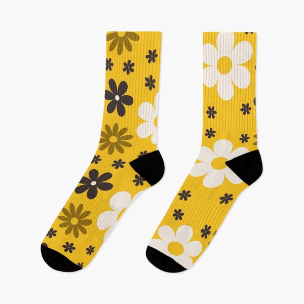 Item preview, Mod style Flower power groovy retro 60s inspired Yellow black white and gold designed and sold by DemonicGloom.