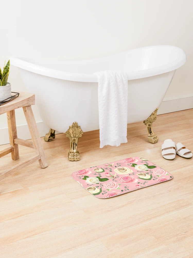 Thumbnail 2 of 6, Bath Mat, Pink Roses designed and sold by RedSparkle.