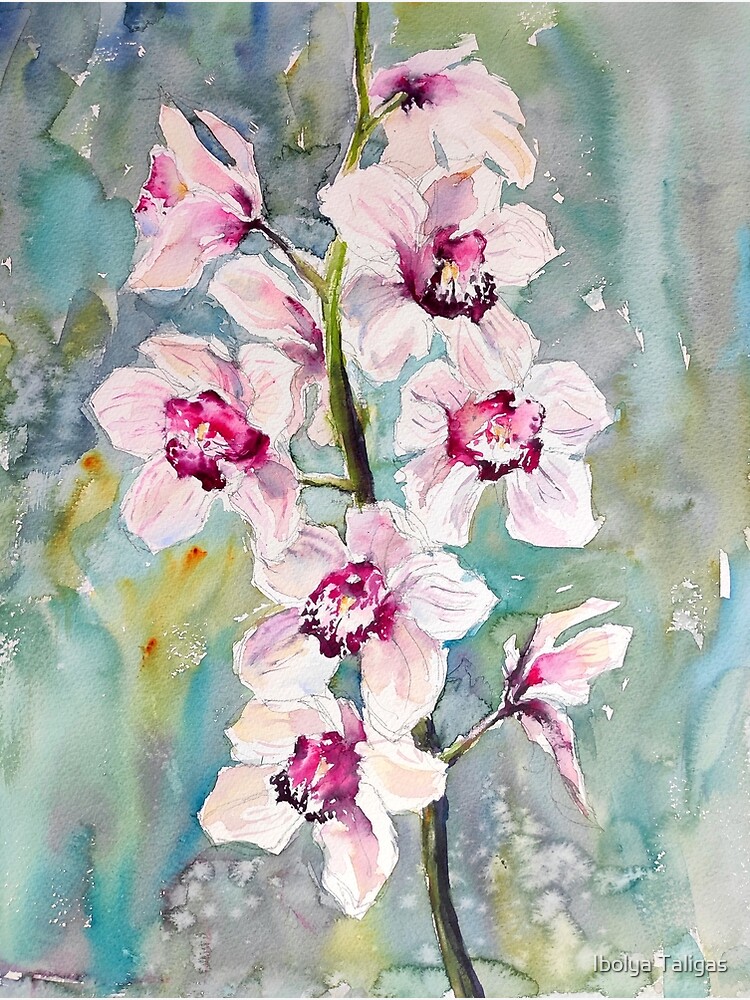 Wall Art Print, Pink flowers, watercolor painting