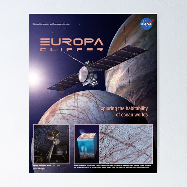 Item preview, NASA Europa Clipper mission overview poster designed and sold by SolidEarthArt.