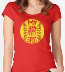Softball, My Happy Spot Women's Fitted Scoop T-Shirt