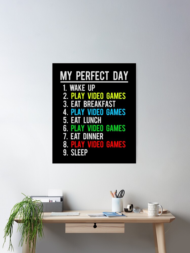  My Daily Routine Play Video Games Funny Gamer T-Shirt