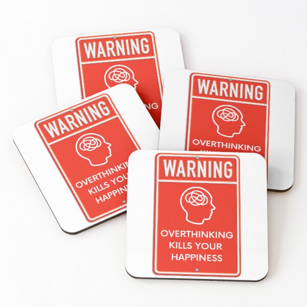 Item preview, Warning Overthinking Kills Your Happiness Red Metal Sign designed and sold by LuckyKermit.