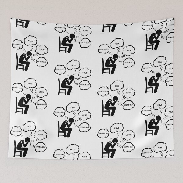 Item preview, Warning Overthinking Kills Your Happiness Thought Bubbles designed and sold by LuckyKermit.