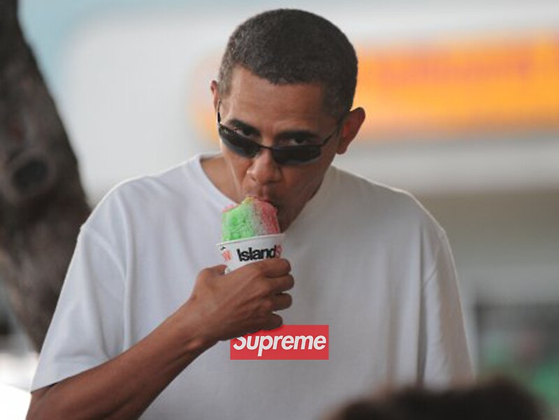 obama with supreme shirt
