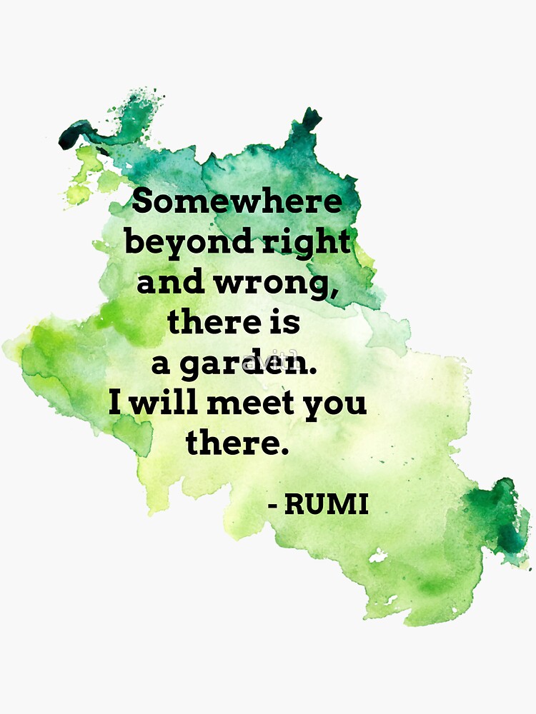 Rumi Quote Somewhere beyond right and wrong there is a garden I will meet you there by avit1
