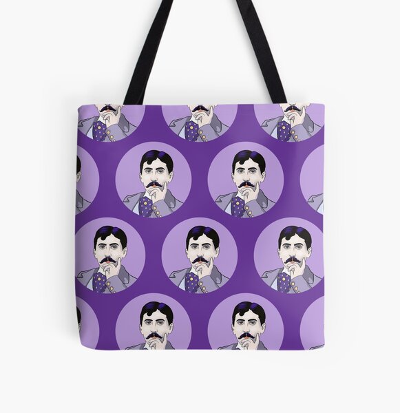 Marcel Proust portrait repeat purple violet All Over Print Tote Bag