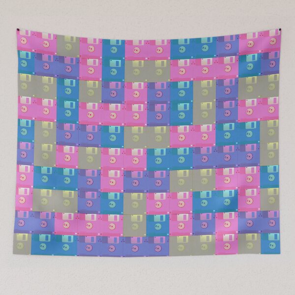 Item preview, Floppy Disk Grid // Pink & Blue designed and sold by The Wellington Boot.