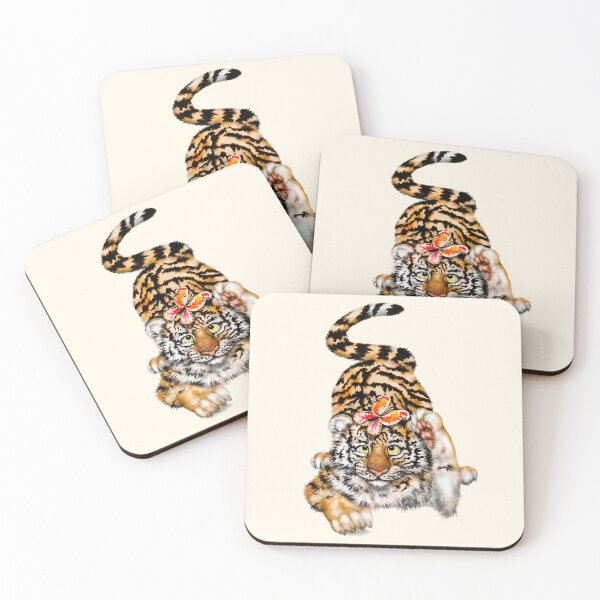 Item preview, Crouching Tiger Landing Butterfly | Cartoon Tiger Cub  designed and sold by Snootrac.