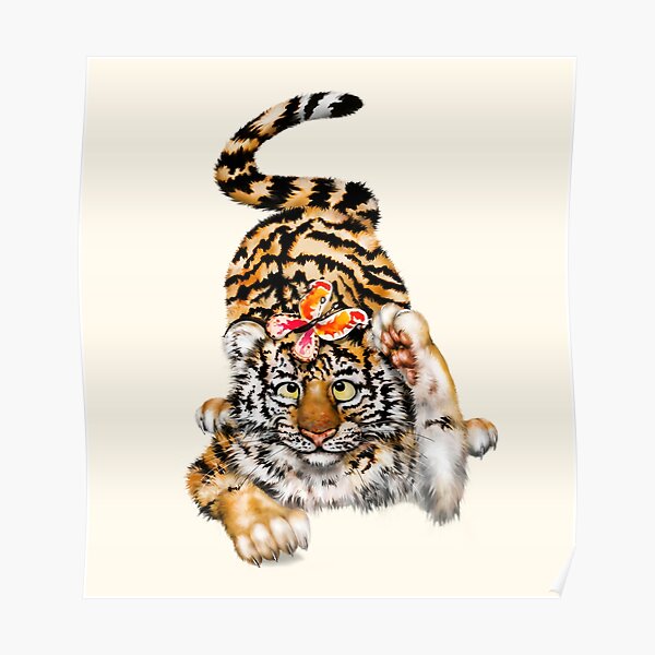 ADORABLE BABY TIGER CUB GLOSSY POSTER PICTURE BANNER bengal animals jungle  2290