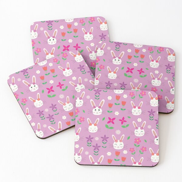 Item preview, Cute Easter bunny pattern with pink and purple flowers  designed and sold by Yasminepatterns .