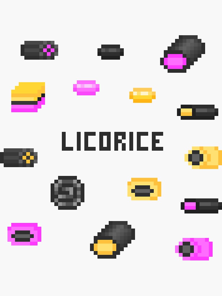 "Pixel art mix of licorice candies and jelly beans" Sticker by