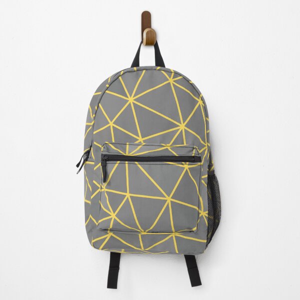 Item preview, Gray Shades Abstract Geometric Yellow Wireframe Pattern Design designed and sold by patternsoup.