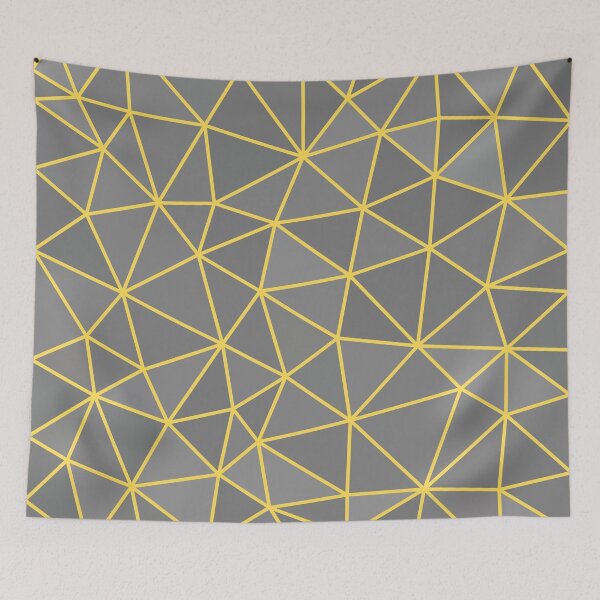 Item preview, Gray Shades Abstract Geometric Yellow Wireframe Pattern Design designed and sold by patternsoup.